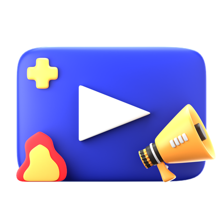 Botão de vídeo com megafone  3D Icon