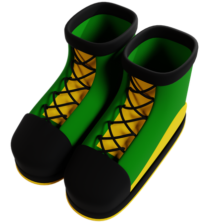 Botas de acampamento verde e amarelas  3D Icon