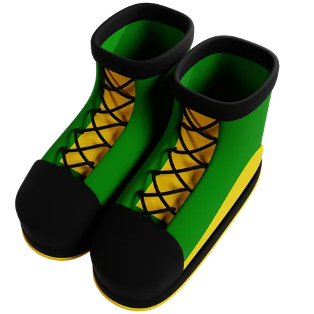 Botas de acampamento verde e amarelas  3D Icon