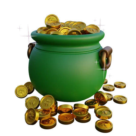 Olla de monedas de oro  3D Icon