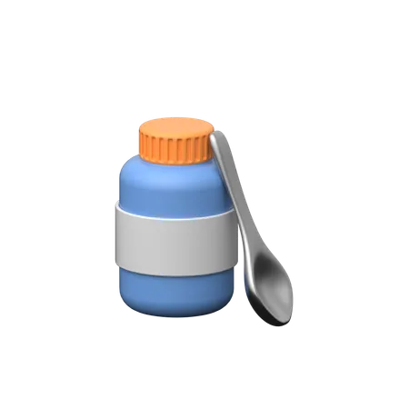 Botella de jarabe con cuchara  3D Icon