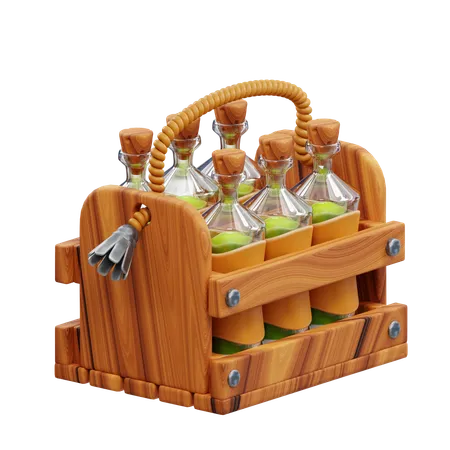 Botella de cerveza y caja de cerveza  3D Icon