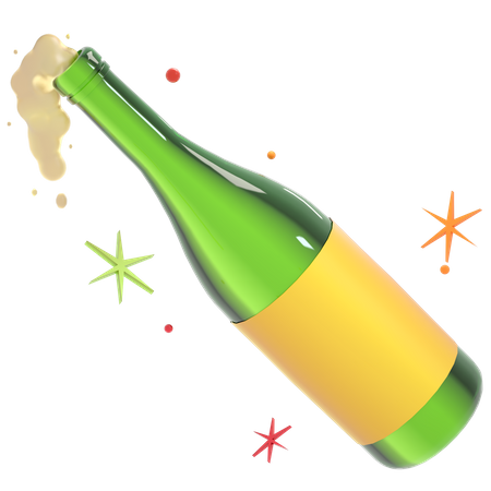 Botella de champagne  3D Illustration