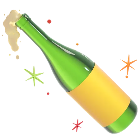 Botella de champagne  3D Illustration