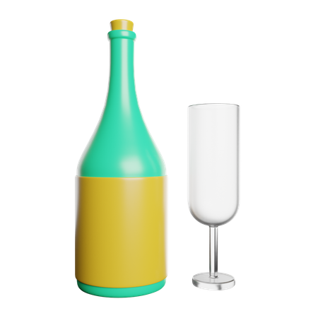 Botella de champagne  3D Icon