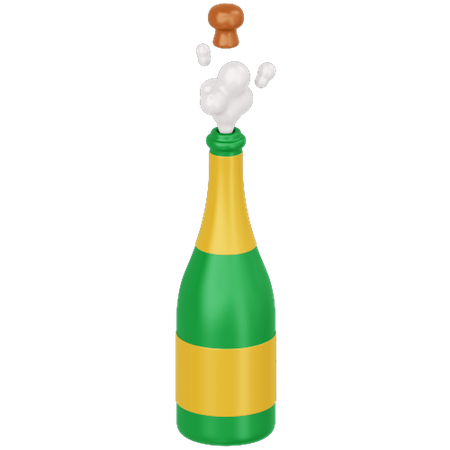 Botella de champagne estallando  3D Icon