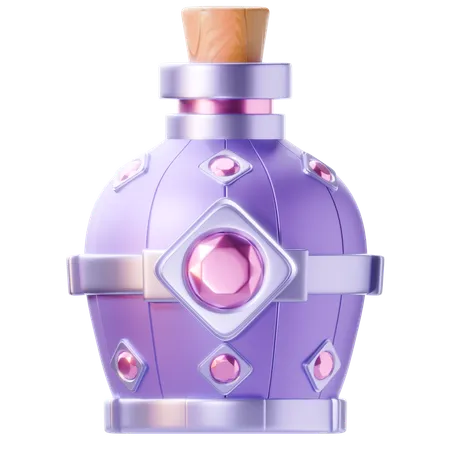 Botella de elixir morado  3D Icon