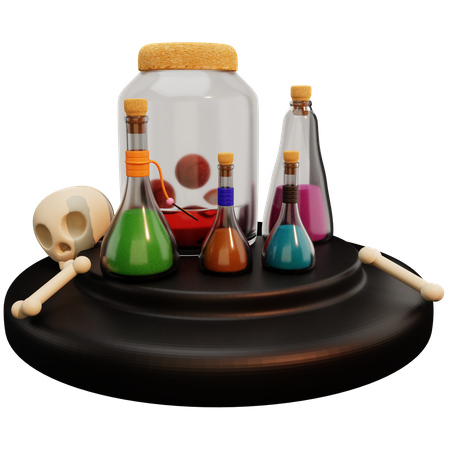 Botella de veneno de bruja  3D Illustration