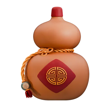 Botella de vino china  3D Icon