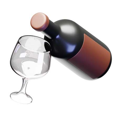 Botella de vino y copa  3D Icon