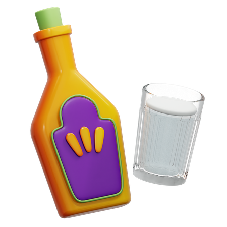 Botella y vaso de tequila  3D Icon