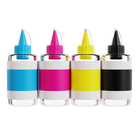 Botellas de tinta cmyk  3D Icon