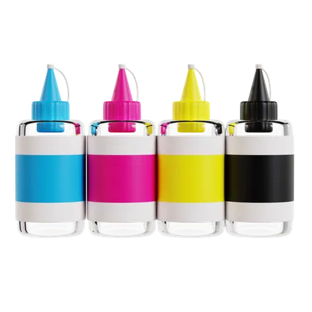 Botellas de tinta cmyk  3D Icon