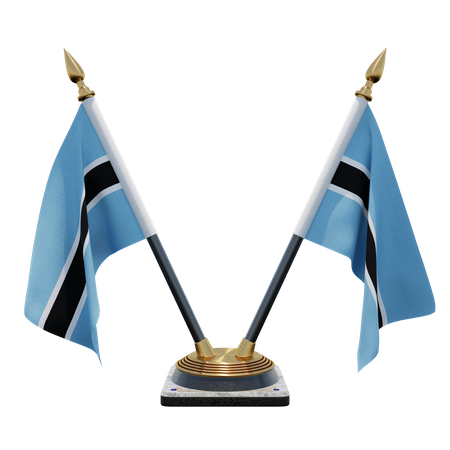 Doppelter Tischflaggenständer aus Botswana  3D Flag