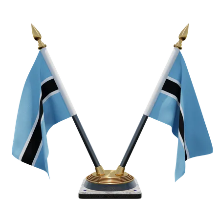 Doppelter Tischflaggenständer aus Botswana  3D Flag