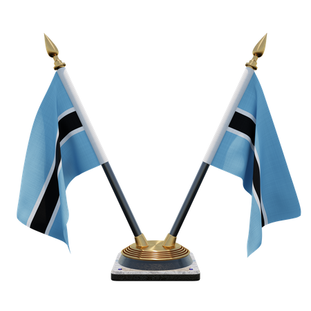 Support de drapeau de bureau double du Botswana  3D Flag