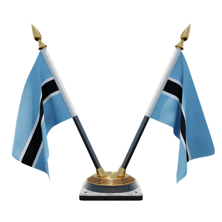 Botswana Double Desk Flag Stand 3D Illustration