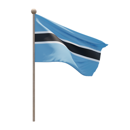 Botswana Flag Pole  3D Flag