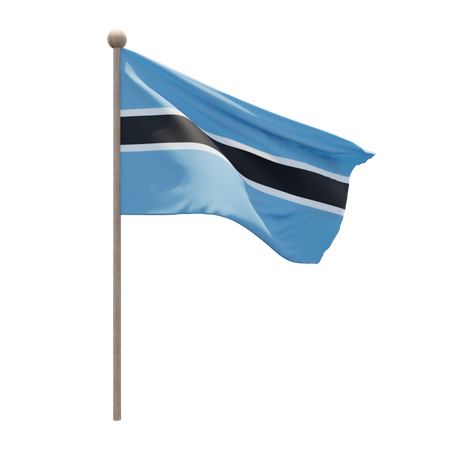 Botswana Flag Pole  3D Illustration