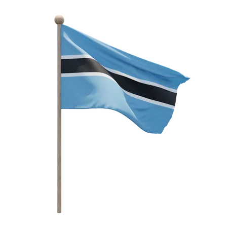 Botswana Flag Pole  3D Illustration
