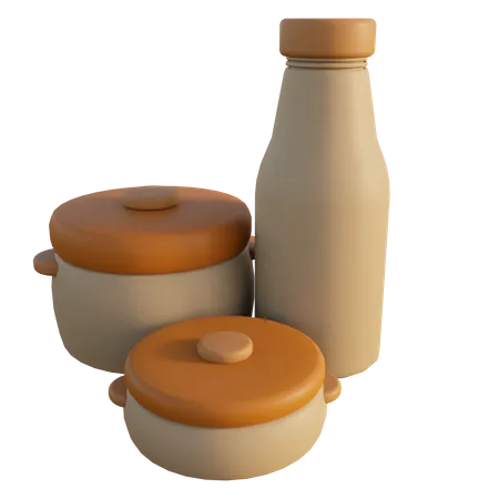 Bottle and pot  3D Icon