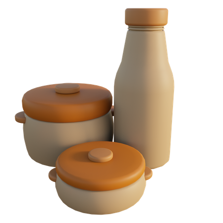 Bottle and pot  3D Icon
