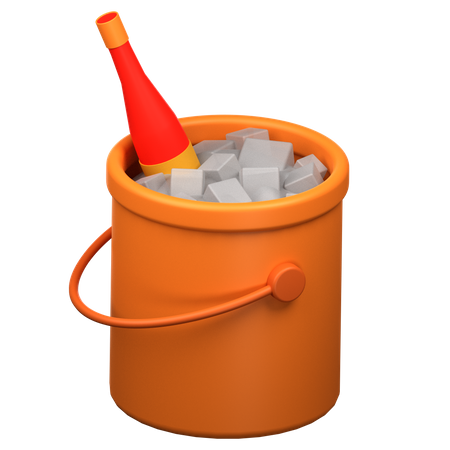 Bottle In Ice Bucket  3D Icon