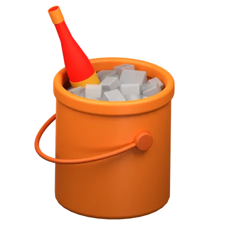 Bottle In Ice Bucket 3 D Icon Illustration 3D Icon