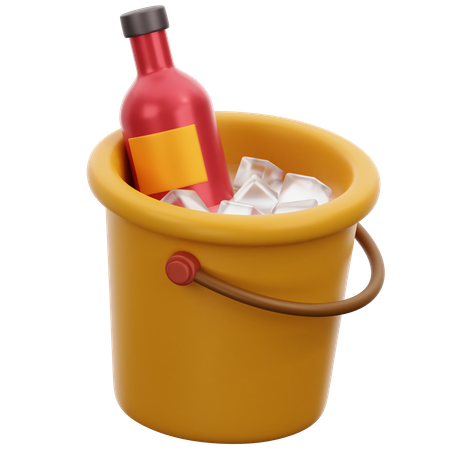 Bottle In Ice Bucket  3D Icon