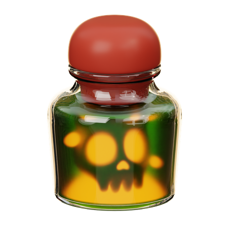 Bottle Poison With Skull  3D Icon