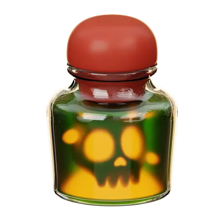 Bottle Poison With Skull  3D Icon