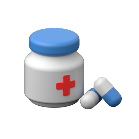 Bottle with Pills  3D Icon