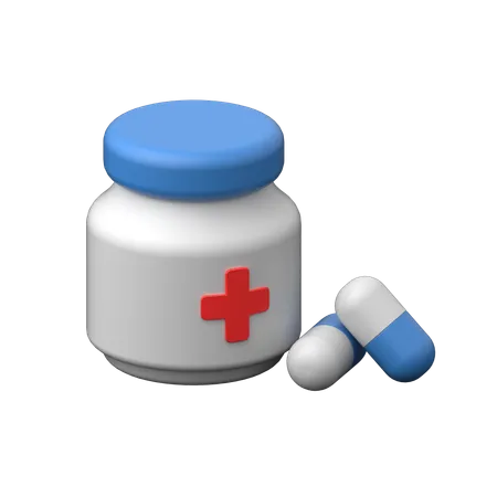 薬の入った瓶  3D Icon