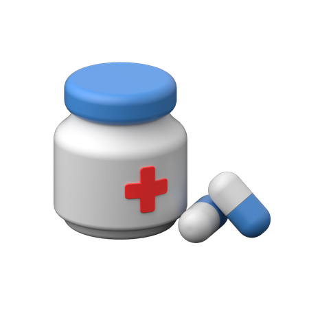 Bottle with Pills  3D Icon