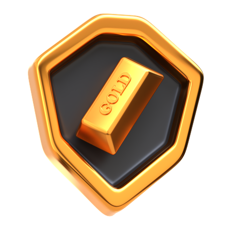 Bouclier et lingot d'or  3D Icon