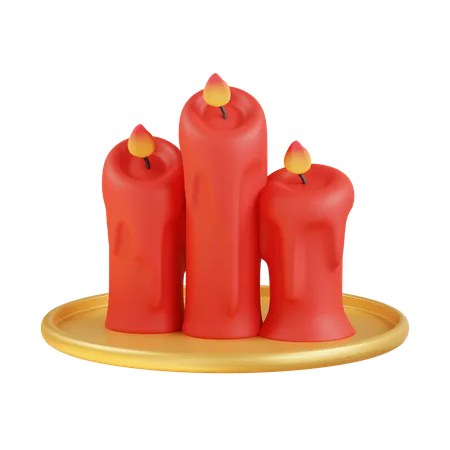 Bougies rouges  3D Icon