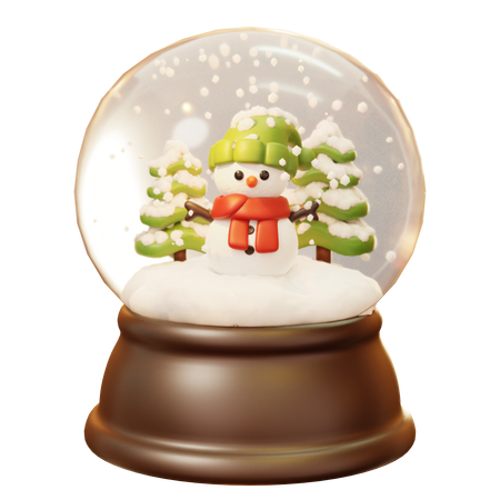 Boule à neige avec bonhomme de neige  3D Icon