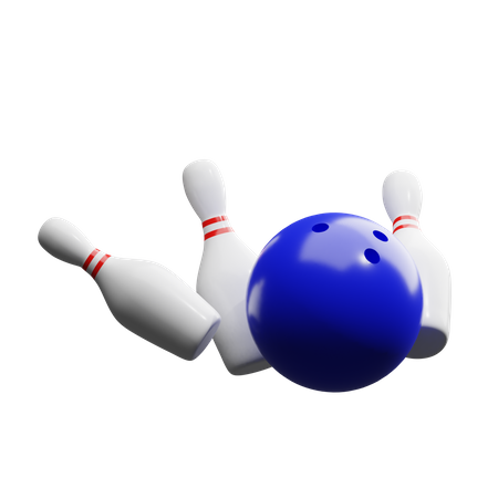 Boule de bowling frappant la frappe des quilles  3D Illustration