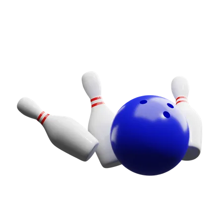 Boule de bowling frappant la frappe des quilles  3D Illustration