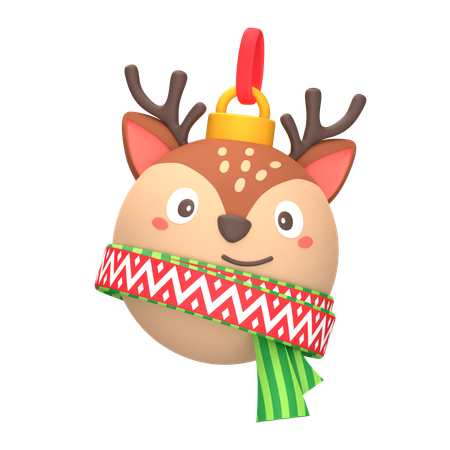 Cerf d'ornement de boule de Noël  3D Icon