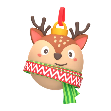 Cerf d'ornement de boule de Noël  3D Icon