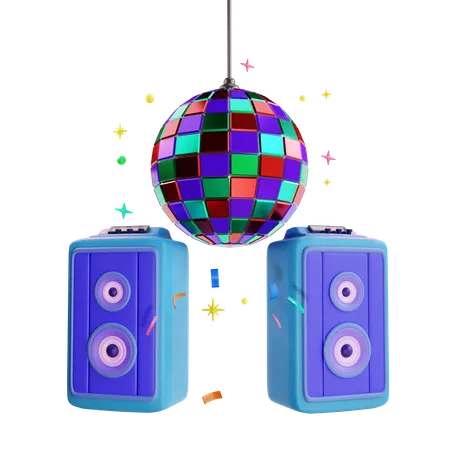 Boule disco avec haut-parleur sonore  3D Icon