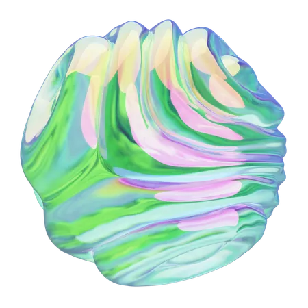 Boule ondulée chromée  3D Icon