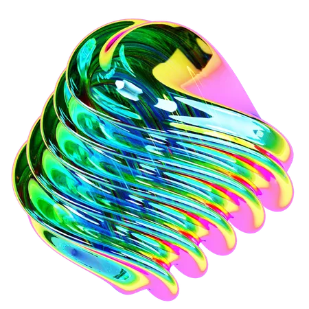 Forme abstraite de boule en spirale irisée  3D Icon