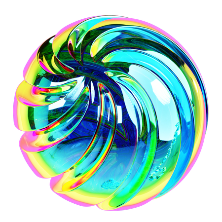 Forme abstraite de boule en spirale irisée  3D Icon