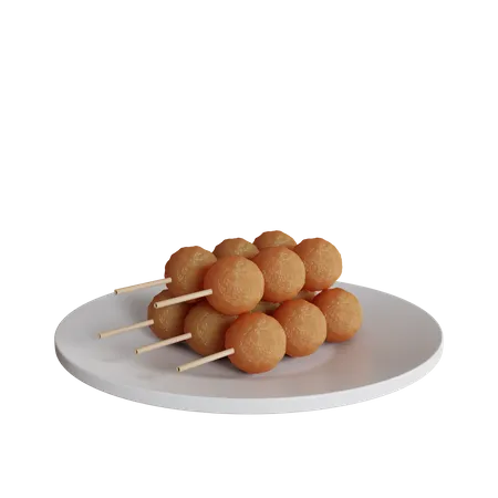 Satay aux boulettes de viande  3D Icon