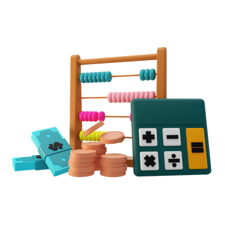 Boulier avec calculatrice  3D Illustration