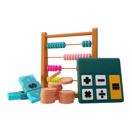 Boulier avec calculatrice  3D Illustration