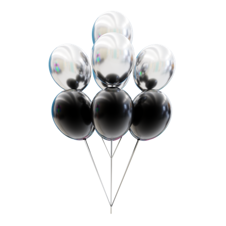 Bouquet de ballons blancs et noirs  3D Icon