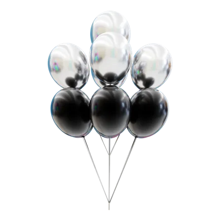 Bouquet de ballons blancs et noirs  3D Icon